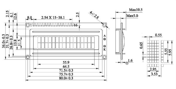 Display LCD 1620 SCM1602C